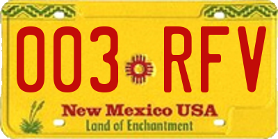 NM license plate 003RFV