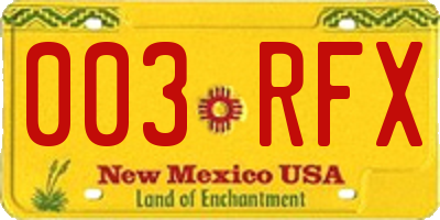 NM license plate 003RFX