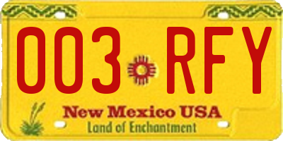 NM license plate 003RFY