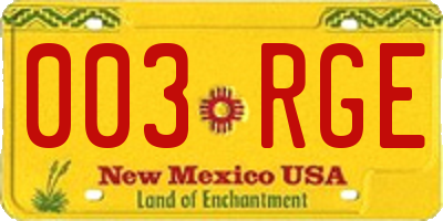 NM license plate 003RGE