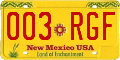 NM license plate 003RGF