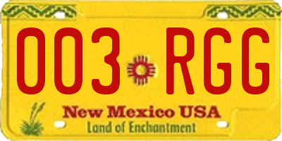 NM license plate 003RGG