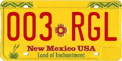 NM license plate 003RGL