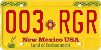 NM license plate 003RGR