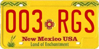NM license plate 003RGS