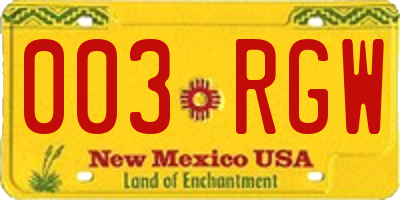 NM license plate 003RGW
