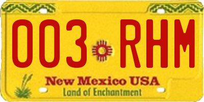 NM license plate 003RHM