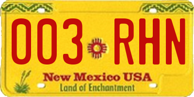 NM license plate 003RHN