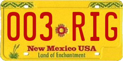 NM license plate 003RIG