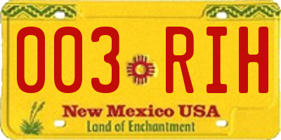 NM license plate 003RIH