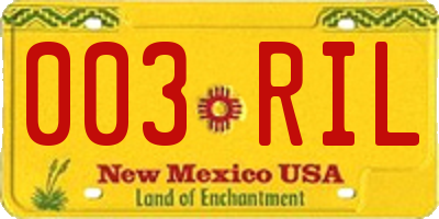 NM license plate 003RIL