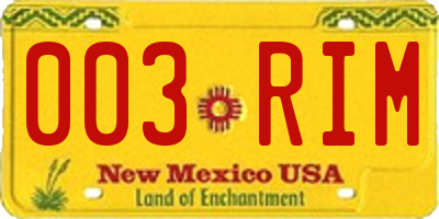 NM license plate 003RIM