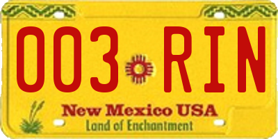 NM license plate 003RIN