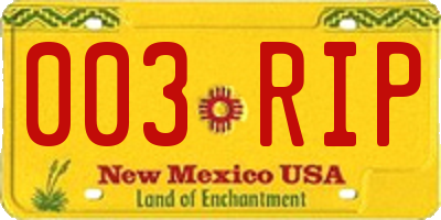 NM license plate 003RIP