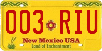 NM license plate 003RIU