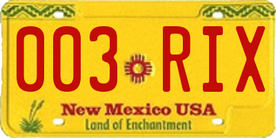 NM license plate 003RIX