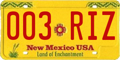 NM license plate 003RIZ