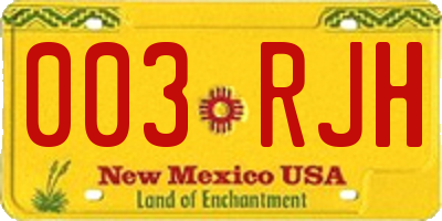NM license plate 003RJH