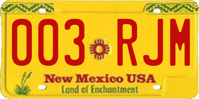 NM license plate 003RJM