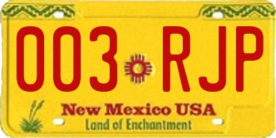 NM license plate 003RJP