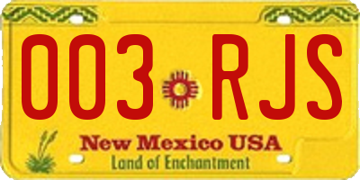 NM license plate 003RJS