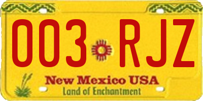 NM license plate 003RJZ