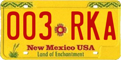 NM license plate 003RKA