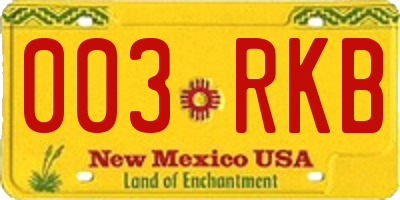NM license plate 003RKB