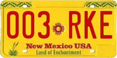 NM license plate 003RKE