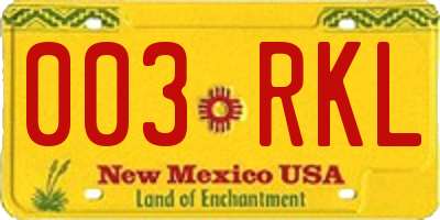 NM license plate 003RKL