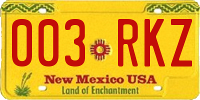 NM license plate 003RKZ