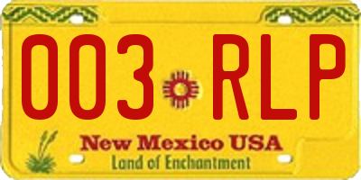 NM license plate 003RLP