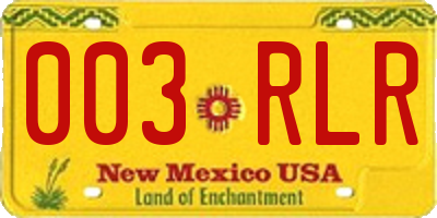 NM license plate 003RLR