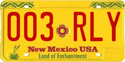 NM license plate 003RLY