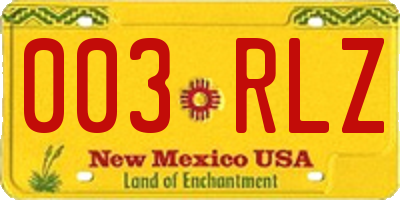 NM license plate 003RLZ