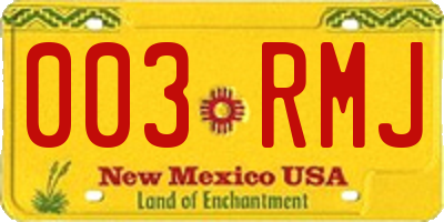 NM license plate 003RMJ