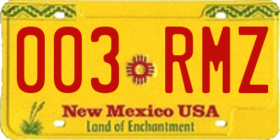 NM license plate 003RMZ