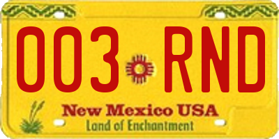 NM license plate 003RND