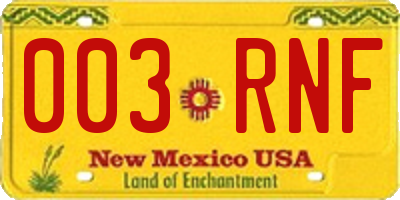 NM license plate 003RNF