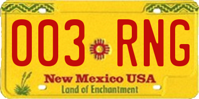 NM license plate 003RNG