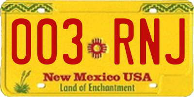 NM license plate 003RNJ