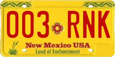 NM license plate 003RNK