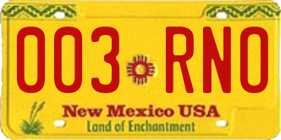 NM license plate 003RNO