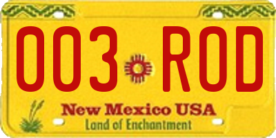 NM license plate 003ROD