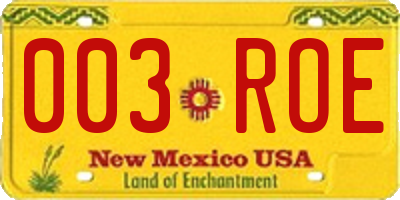 NM license plate 003ROE