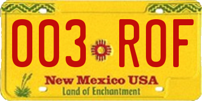 NM license plate 003ROF