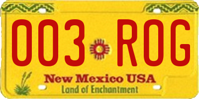 NM license plate 003ROG