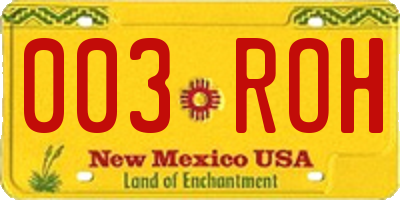 NM license plate 003ROH