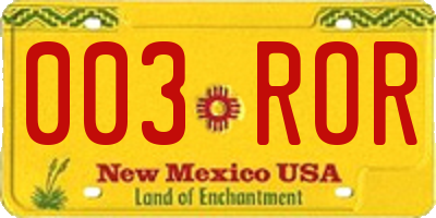 NM license plate 003ROR
