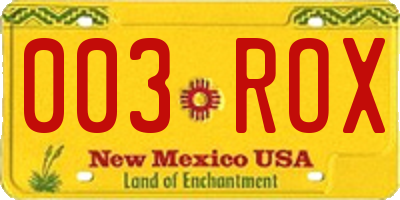 NM license plate 003ROX